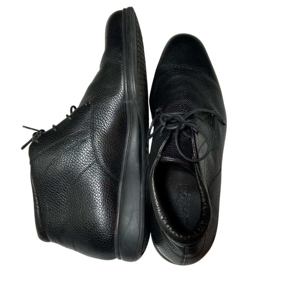 A. Testoni Mens Black Pebbled Leather Chukka Boots Made in Italy‎ Size 11